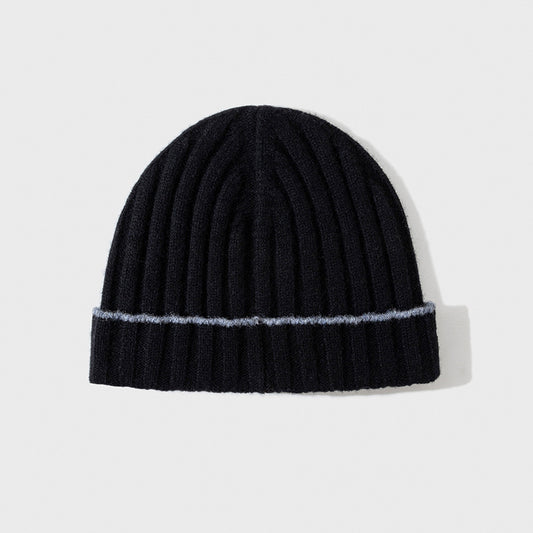 Pure Wool Knit Hat with Contrast Trim