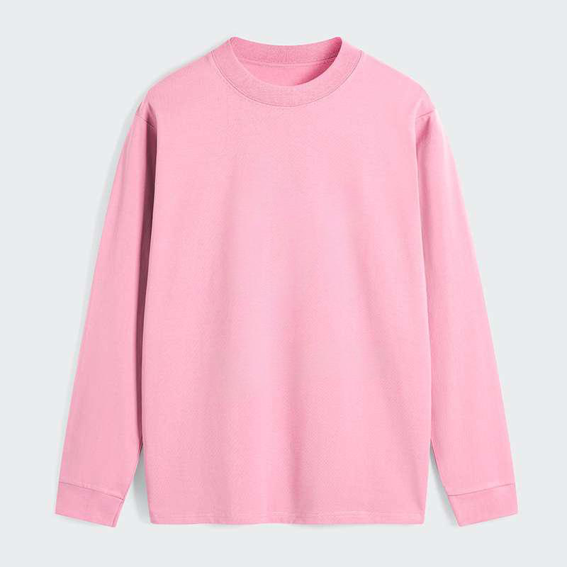 Pink long-sleeve shirt on a light gray background