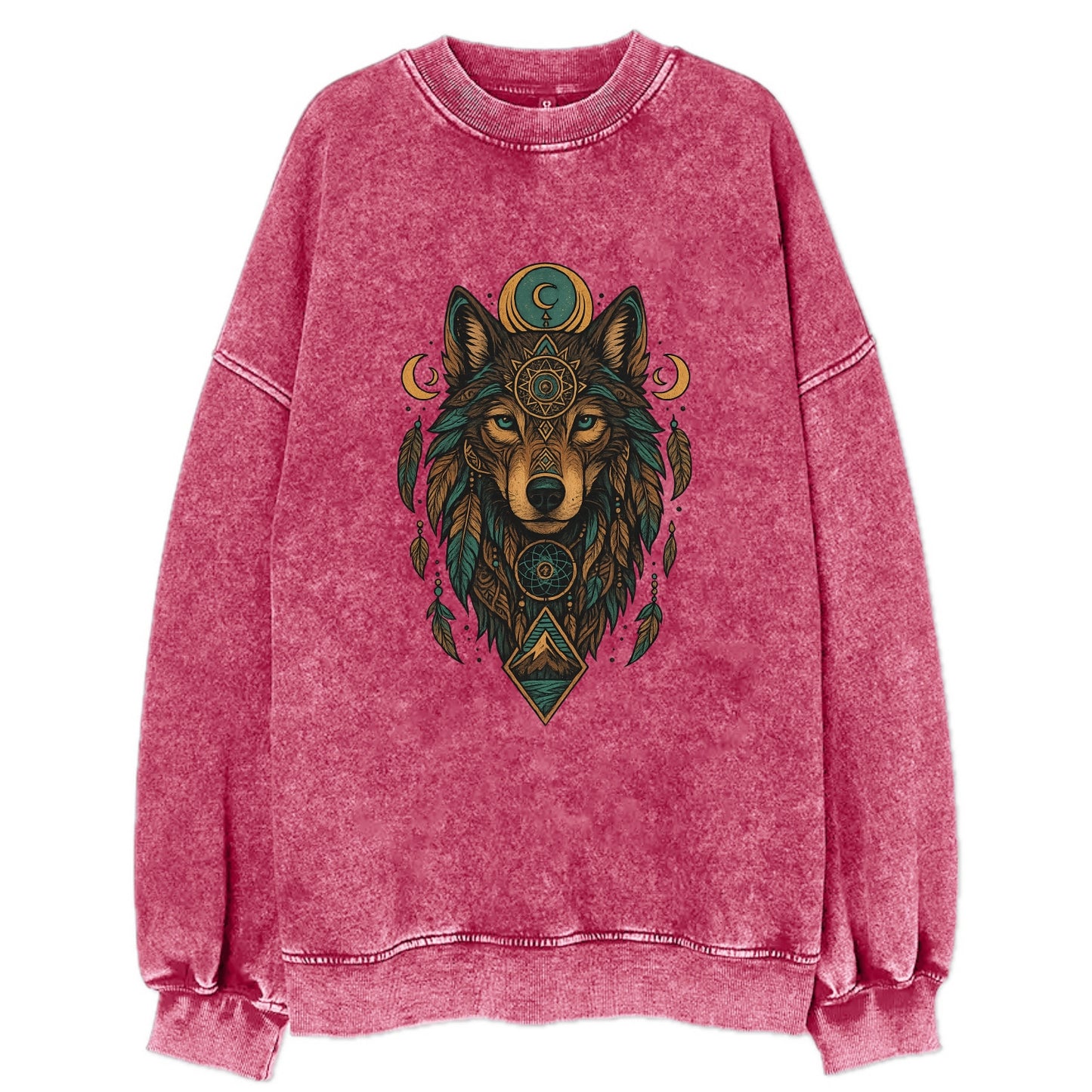Retro 80s Wolf  - Vintage Sweatshirt - Pink