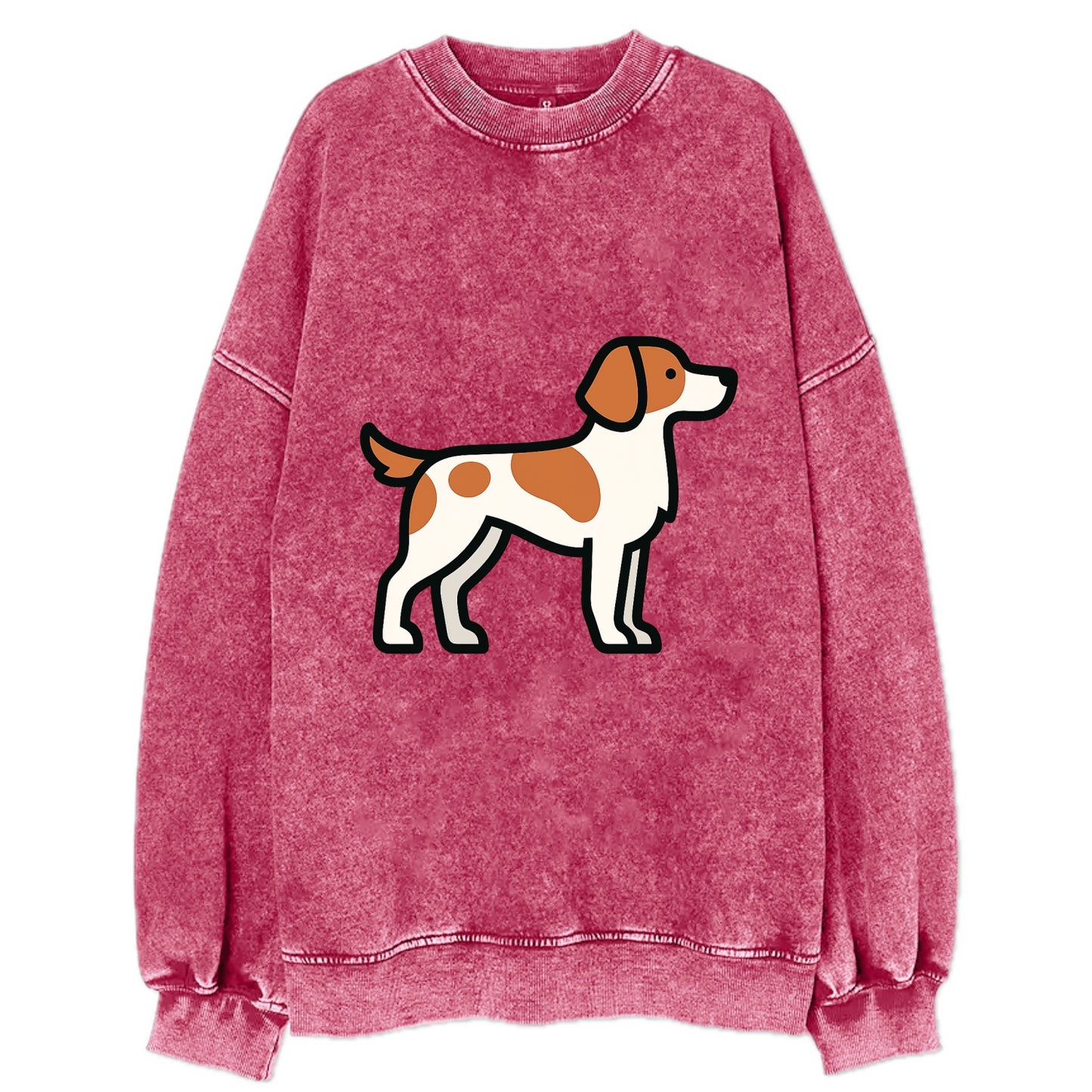 Brittany Spaniel - Orange and white flat side profile - Vintage Sweatshirt - Pink