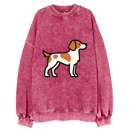 Brittany Spaniel - Orange and white flat side profile - Vintage Sweatshirt - Pink