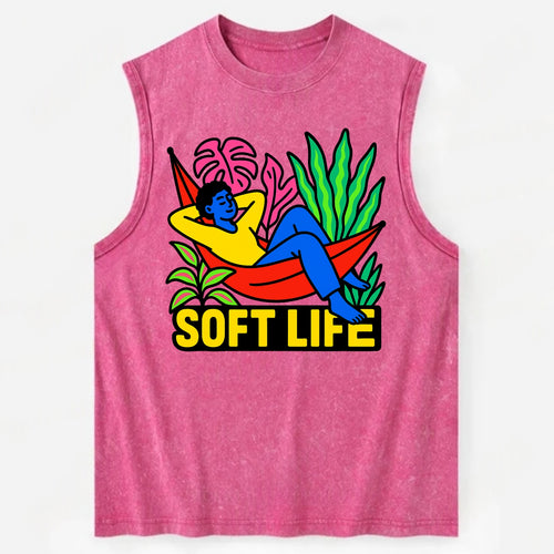 Person relaxing in hammock with plants - soft life aesthetic, peaceful - Vintage Washed Tank