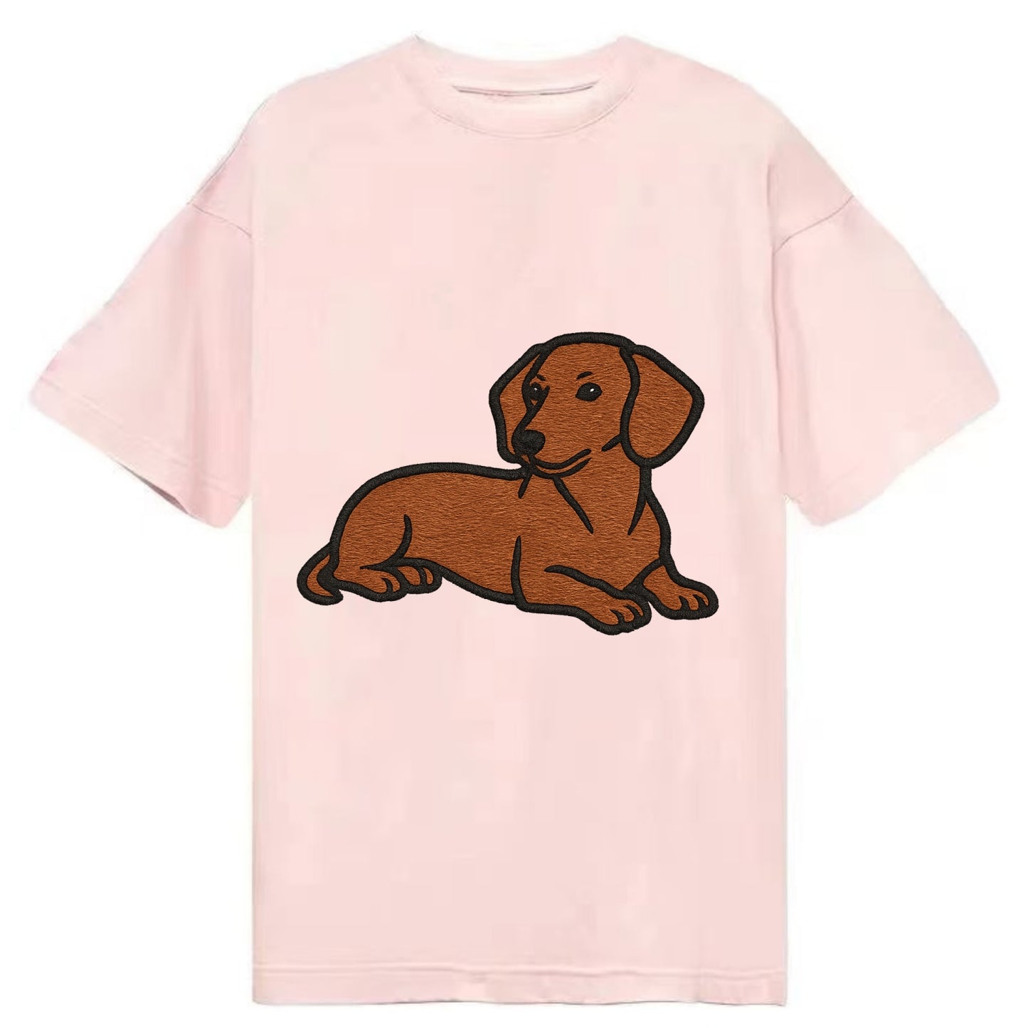 Dachshund - Red smooth relaxed lying dow Classic T-shirt - Pink
