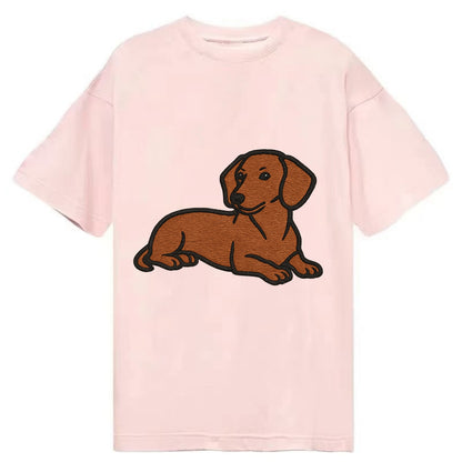 Dachshund - Red smooth relaxed lying dow Classic T-shirt - Pink