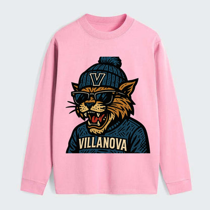 Villanova Wildcat wearing Villanova beanie with V patch - Classic Long Sleeve Shirt - Pink