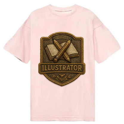 Pencils and sketchbook - illustrator badge - Classic T-shirt - Pink