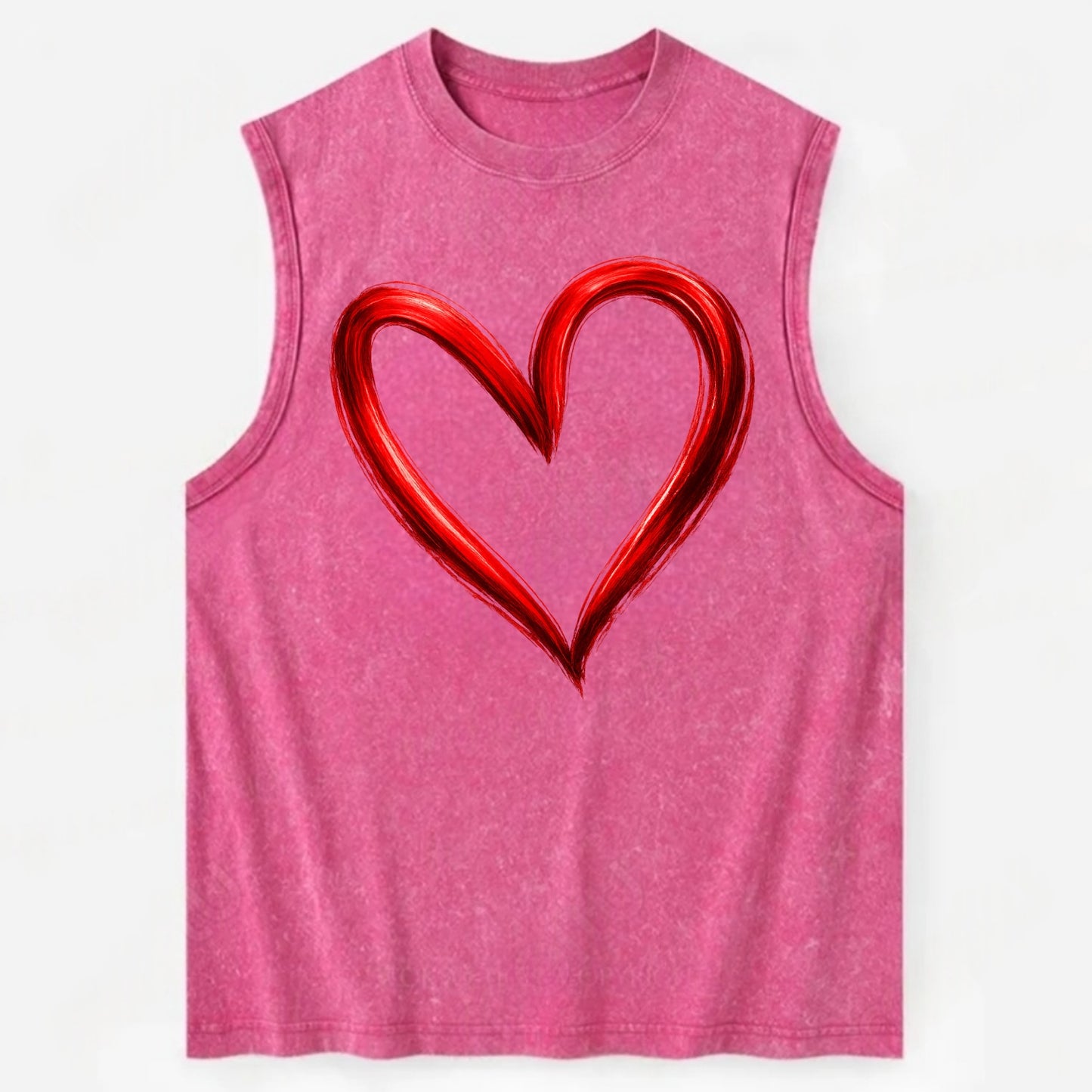 Love Heart - Vintage Washed Tank - Pink