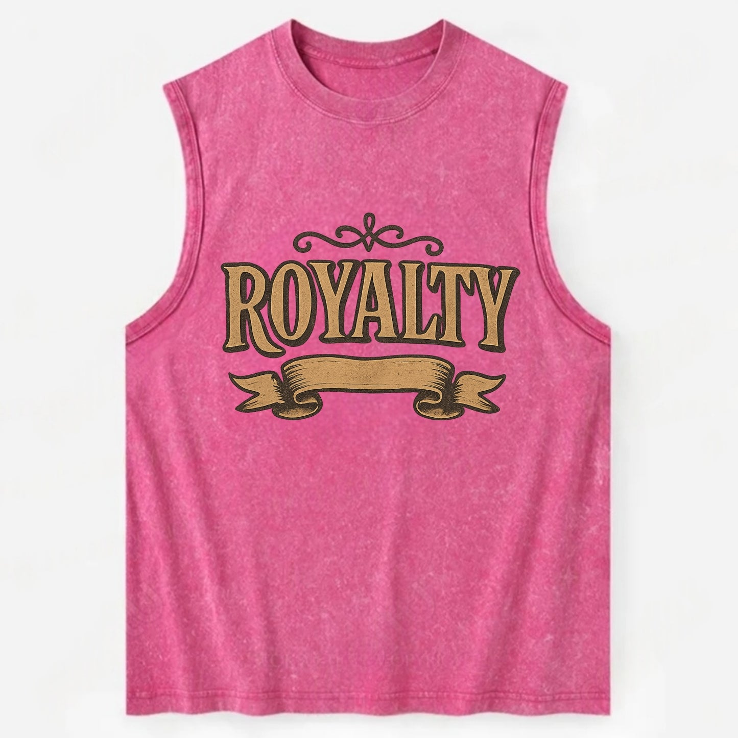 Bold typography design - "ROYALTY" - regal bearing, noble spirit - Vintage Washed Tank - Pink