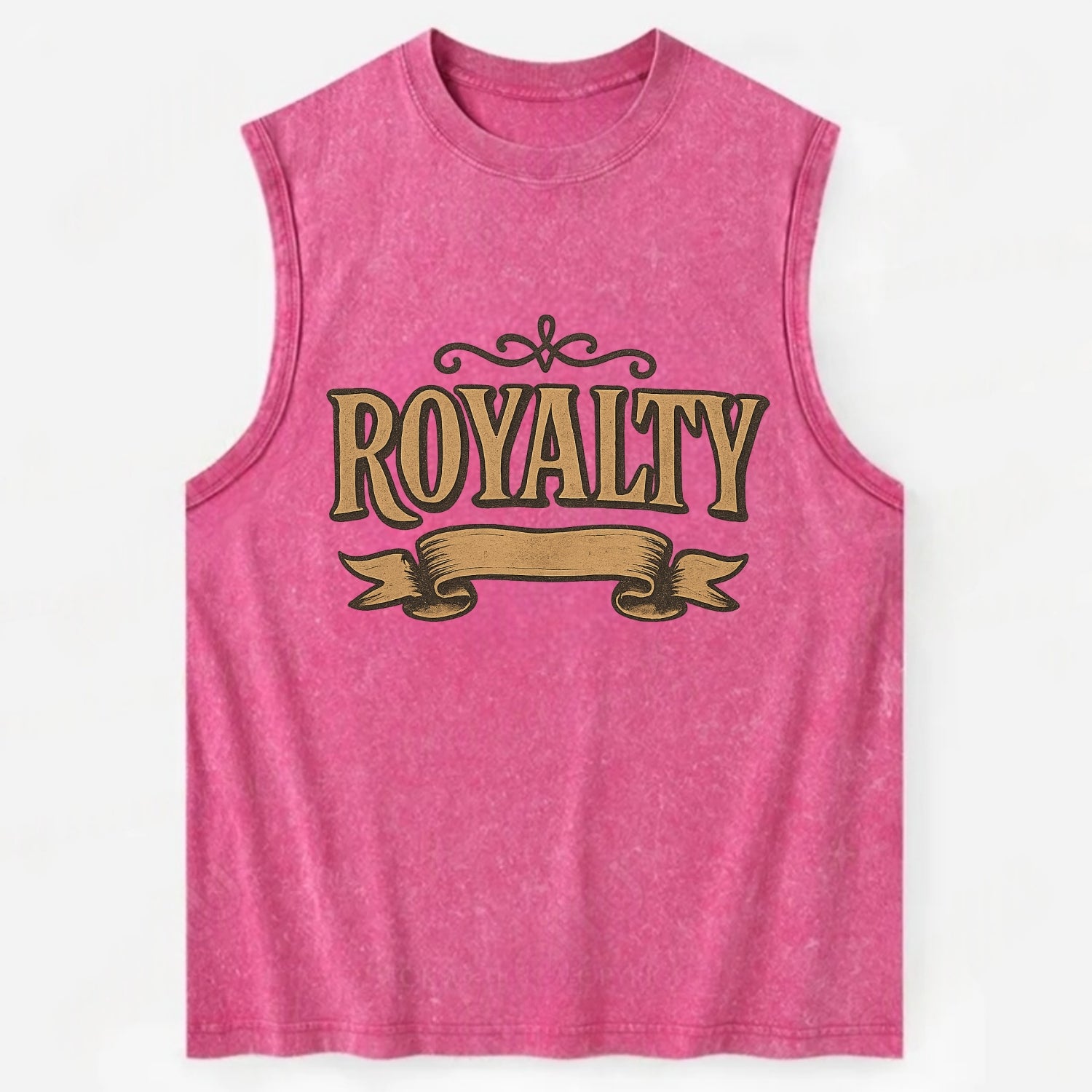 Bold typography design - "ROYALTY" - regal bearing, noble spirit - Vintage Washed Tank - Pink