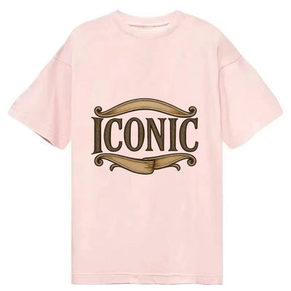 Bold typography design - "ICONIC" - instantly recognizable, trendsetter - Classic T-shirt - Pink