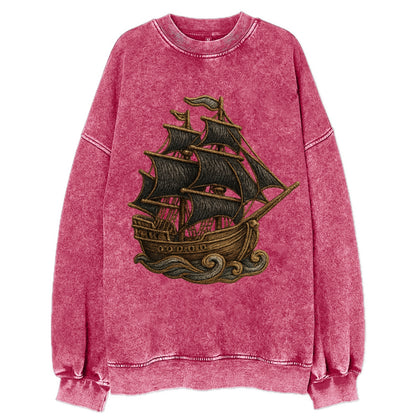 Pirate Ship  - Vintage Sweatshirt - Pink