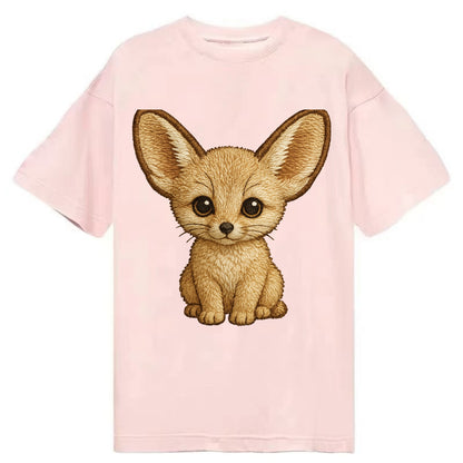 Baby Fennec Fox - huge ears, cream fur, large dark eyes, front-facing, desert baby - Classic T-shirt - Pink