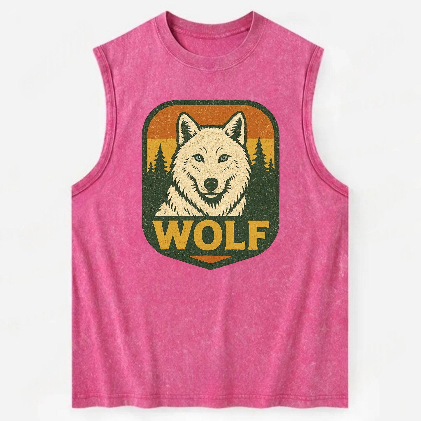 Arctic White Wolf  - Vintage Washed Tank - Pink
