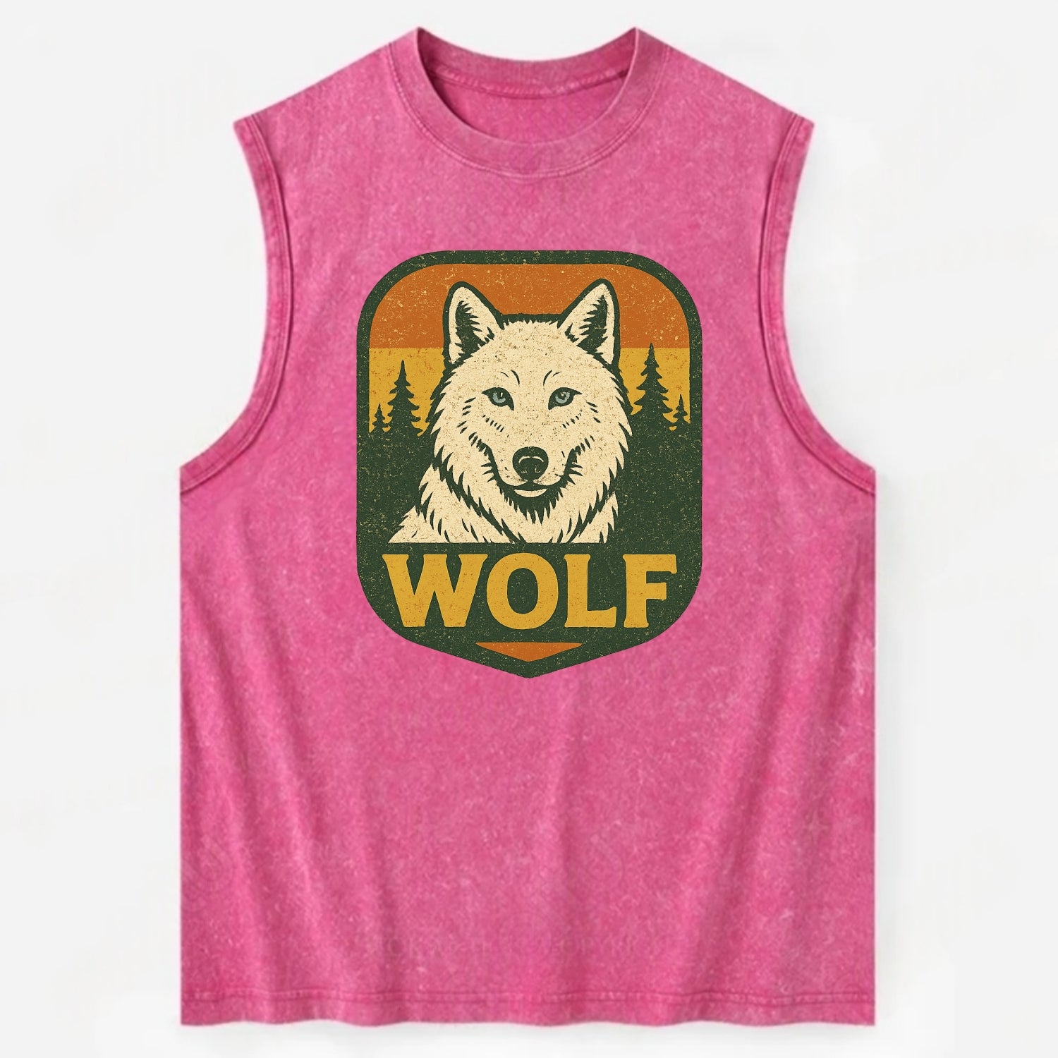 Arctic White Wolf  - Vintage Washed Tank - Pink