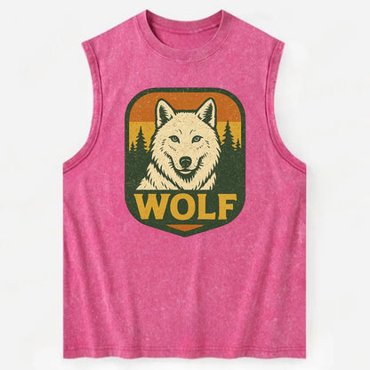 Arctic White Wolf  - Vintage Washed Tank - Pink