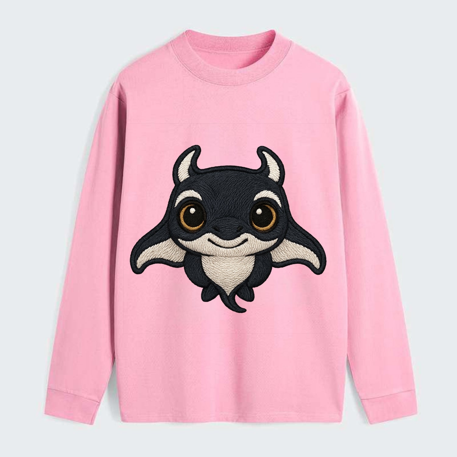 Baby Manta Ray - dark with white markings, cephalic fins, gentle eyes, - Classic Long Sleeve Shirt - Pink