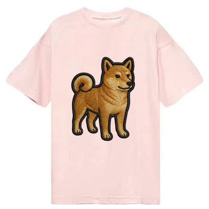 Shiba Inu - Trendy Japanese dog logo wit - Classic T-shirt - Pink