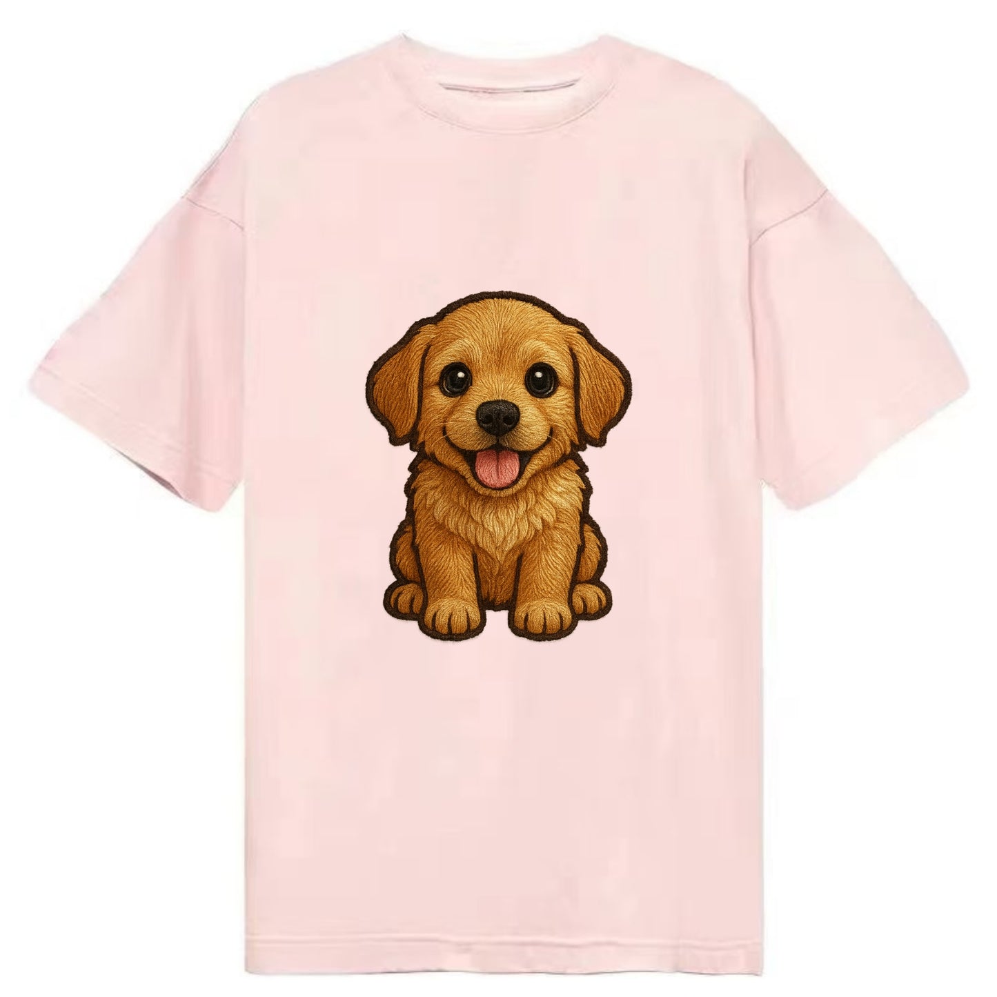 Baby Golden Retriever Puppy - fluffy golden fur, big brown eyes, pink tongue, - Classic T-shirt - Pink