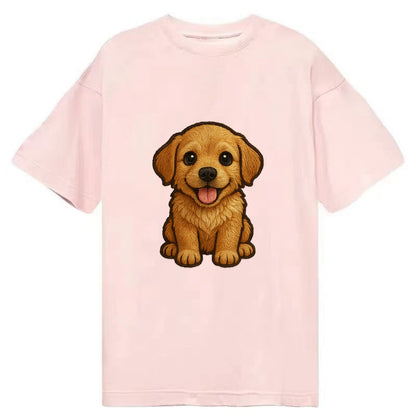Baby Golden Retriever Puppy - fluffy golden fur, big brown eyes, pink tongue, - Classic T-shirt - Pink