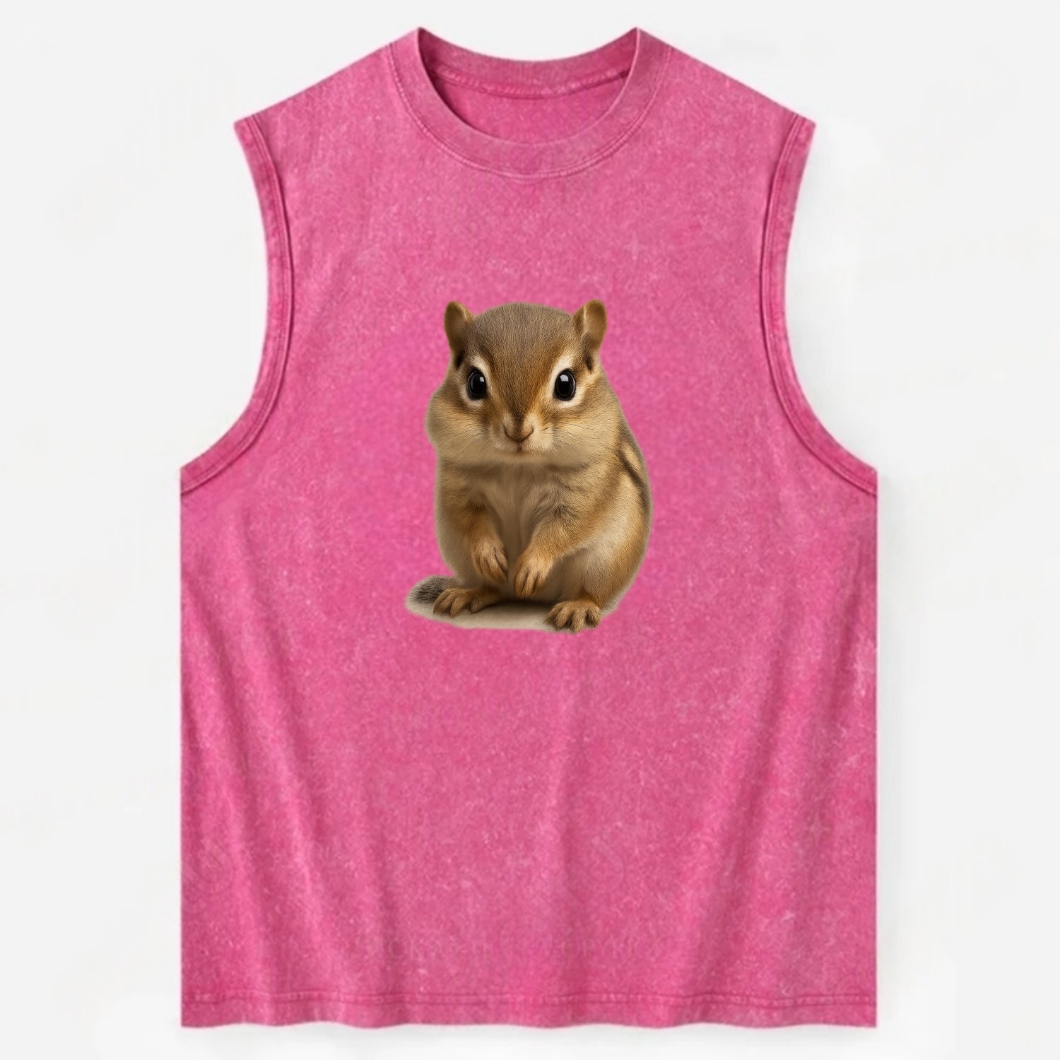 Baby Chipmunk - striped back, cheek pouches, tiny paws, bright eyes, - Vintage Washed Tank - Pink