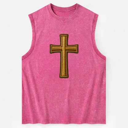 Latin Cross - Vintage Washed Tank - Pink