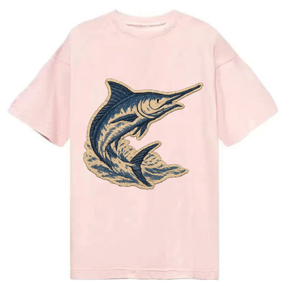 SWORDFISH MARLIN - leaping marlin in blue and silver , sport fishing - Classic T-shirt - Pink