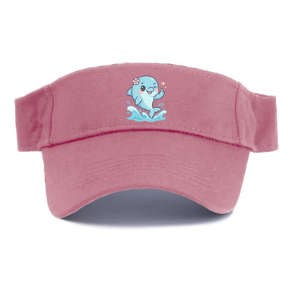 smiling dolphin jumping through ocean waves, one fin up with attitude - Visor - Pink