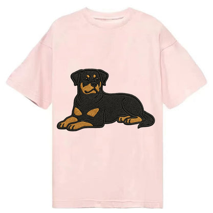 Rottweiler - Black and tan relaxed lying Classic T-shirt - Pink