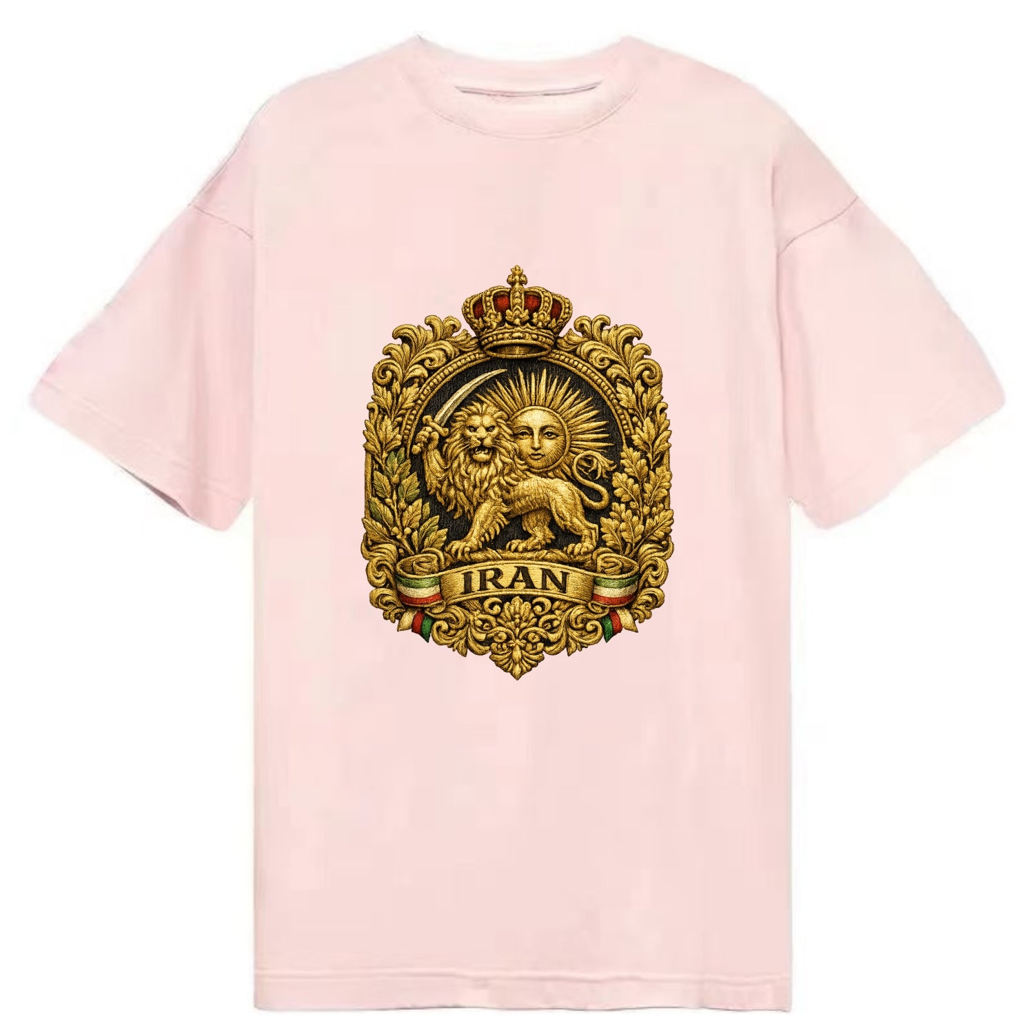 Iran Lion Sun Badge - Classic T-shirt - Pink