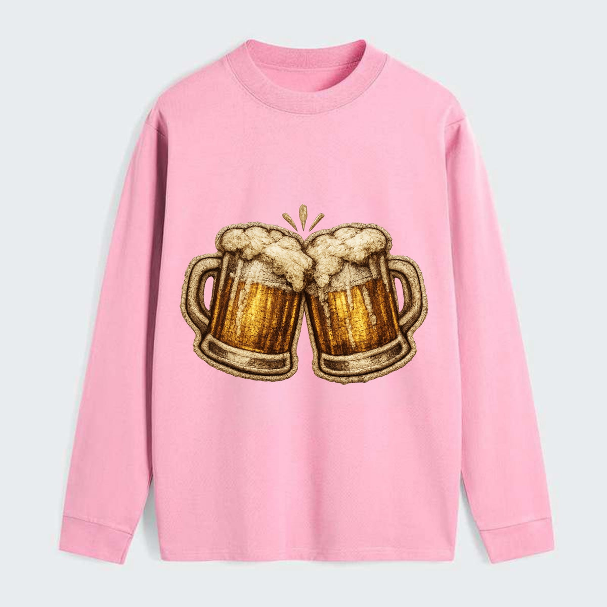 BEER MUG CHEERS - frosty beer stein in gold and amber , brewery - Classic Long Sleeve Shirt - Pink