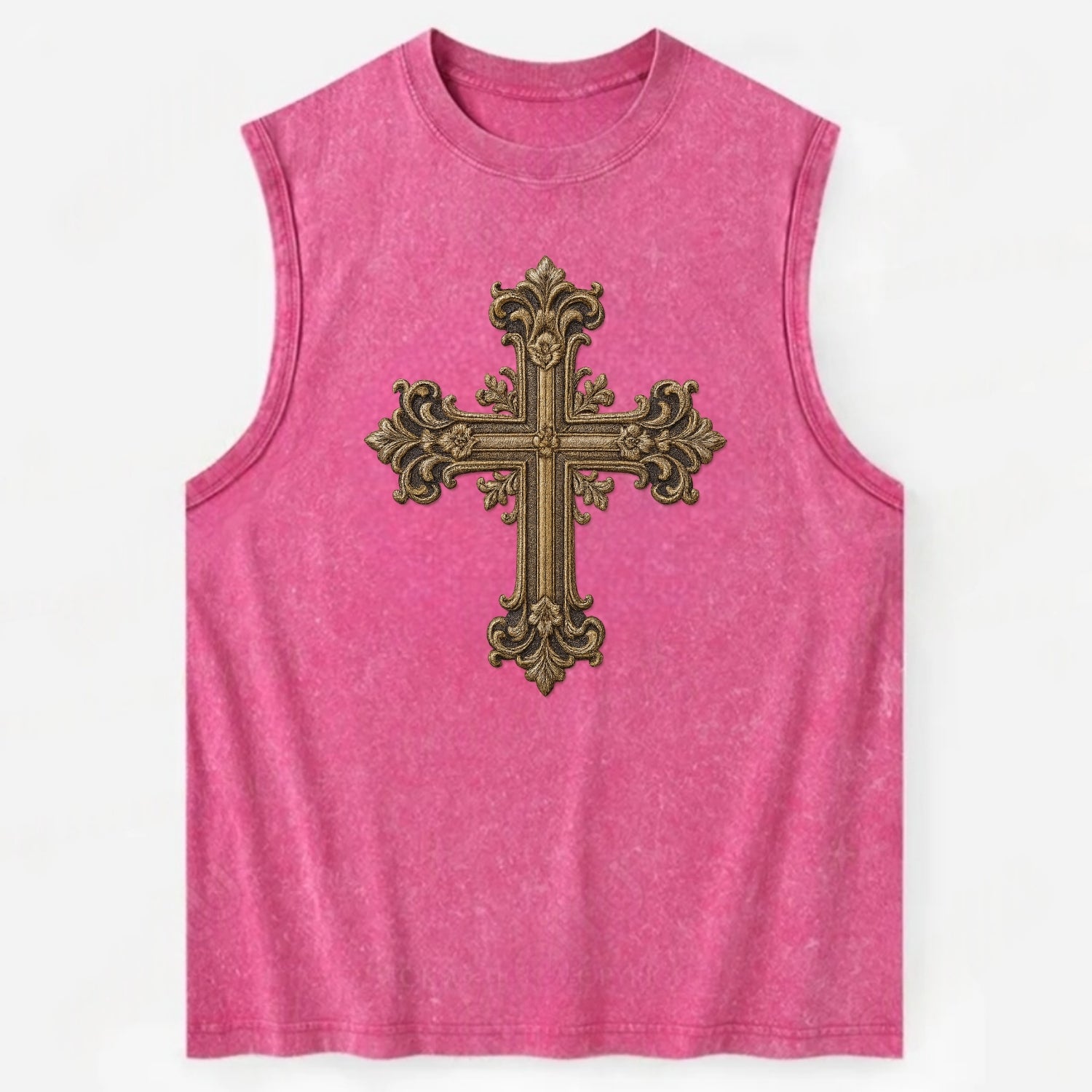 Victorian Cross  - Vintage Washed Tank - Pink