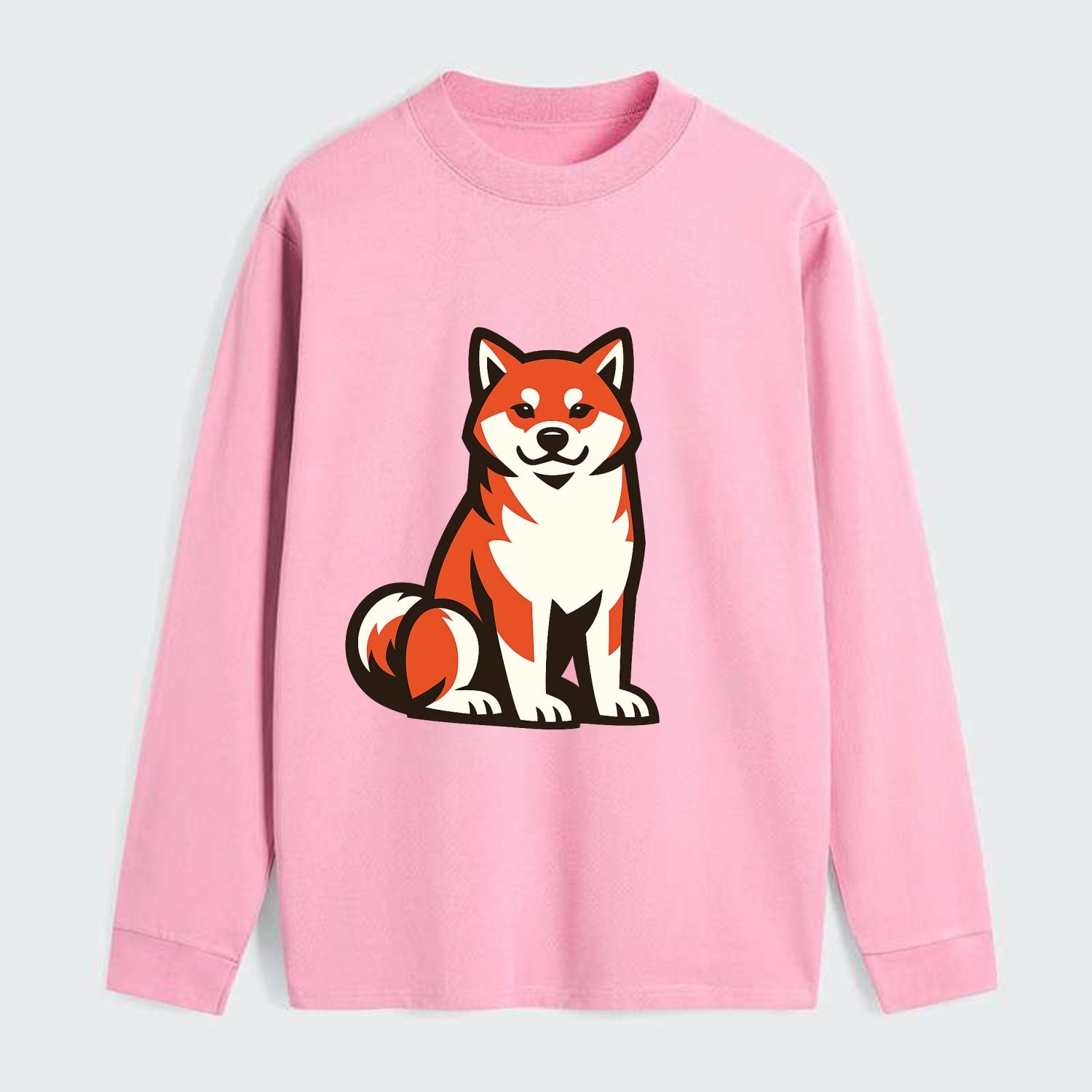 Sitting Shiba Inu Emblem - Classic Long Sleeve Shirt - Pink