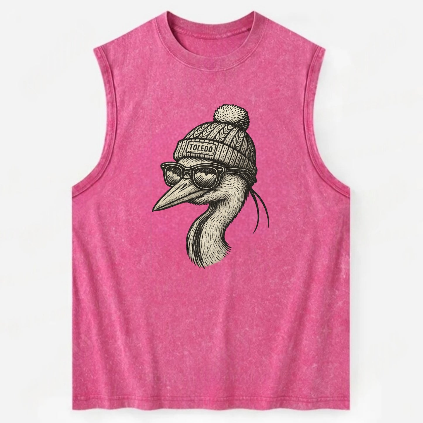 Toledo Great Blue Heron wearing Toledo b - Vintage Washed Tank - Pink