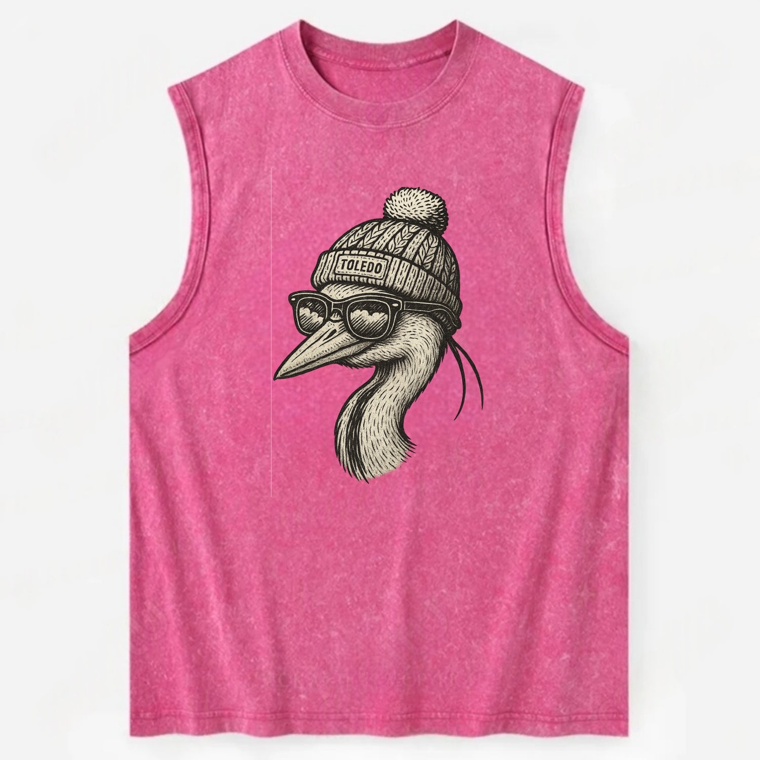 Toledo Great Blue Heron wearing Toledo b - Vintage Washed Tank - Pink