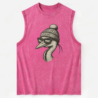 Toledo Great Blue Heron wearing Toledo b - Vintage Washed Tank - Pink