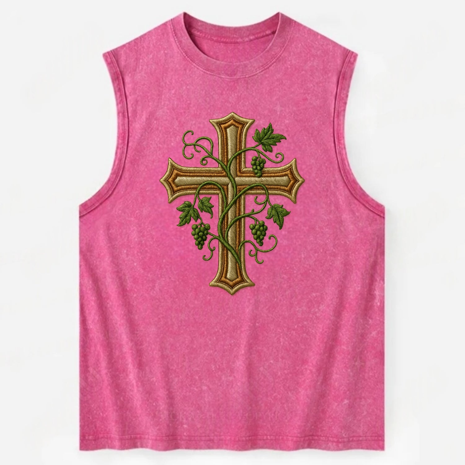 Vine Cross  - Vintage Washed Tank - Pink