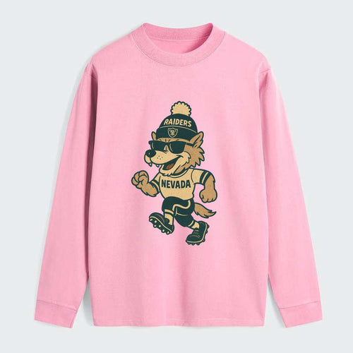 Nevada Wolf wearing Raiders beanie with outlaw patch and wayfarer - Classic Long Sleeve Shirt