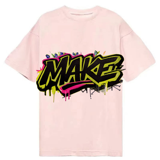 Bold typography design - "MAKE" - creating, producing, doing - Classic T-shirt - Pink