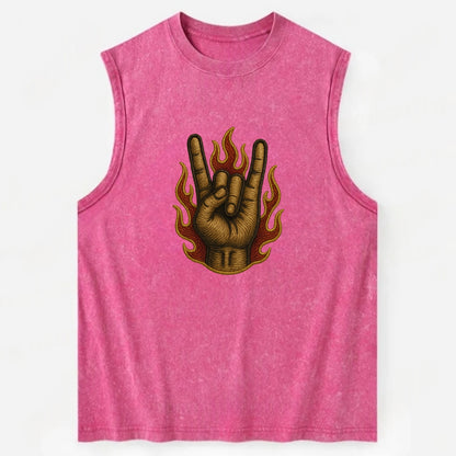 Devil Horns  - Vintage Washed Tank - Pink