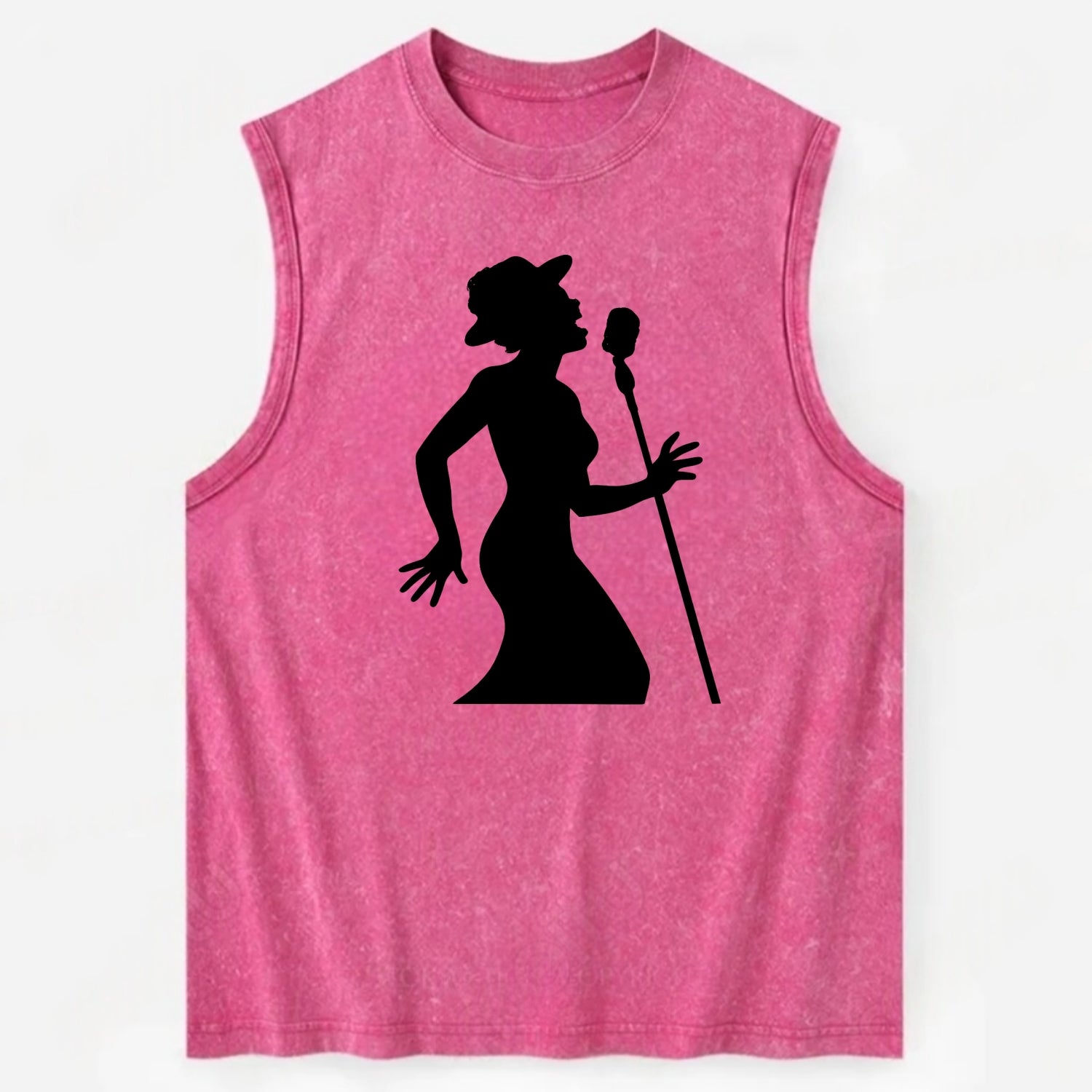 Jazz singer at vintage microphone - Vintage Washed Tank - Pink