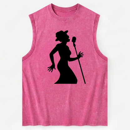 Jazz singer at vintage microphone - Vintage Washed Tank - Pink