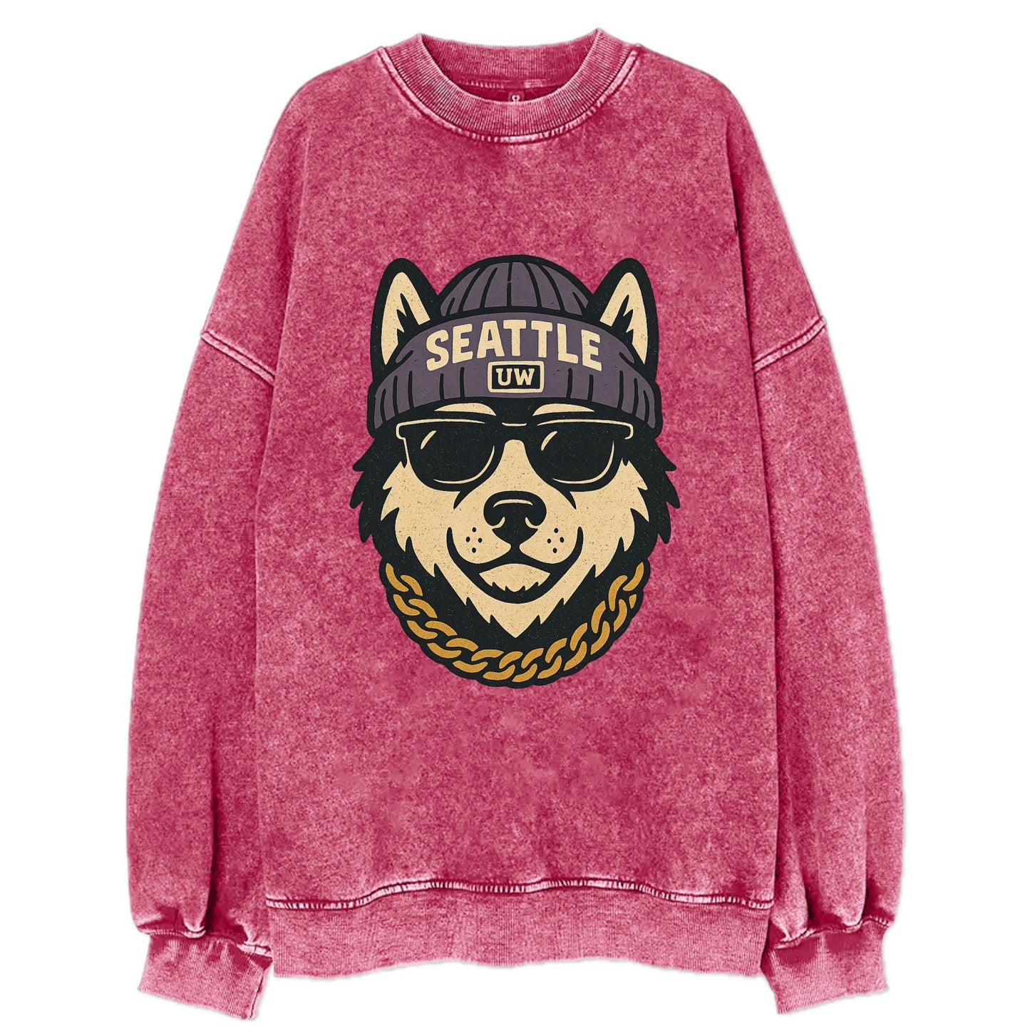 Seattle Husky - Vintage Sweatshirt - Pink