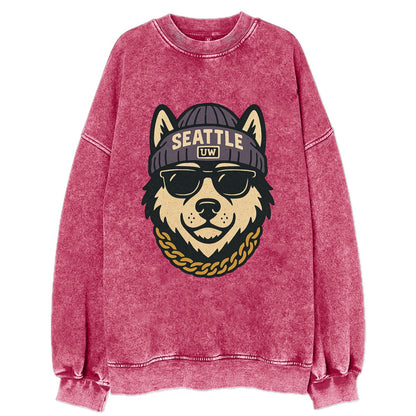 Seattle Husky - Vintage Sweatshirt - Pink