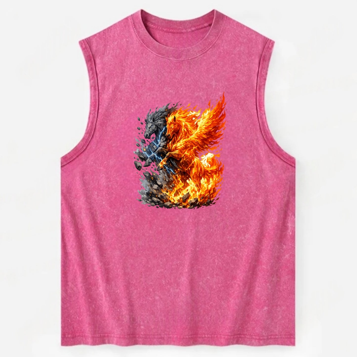 THUNDER FIRE | Horse combining lightning and flame | Electric fire | Storm - Vintage Washed Tank - Pink