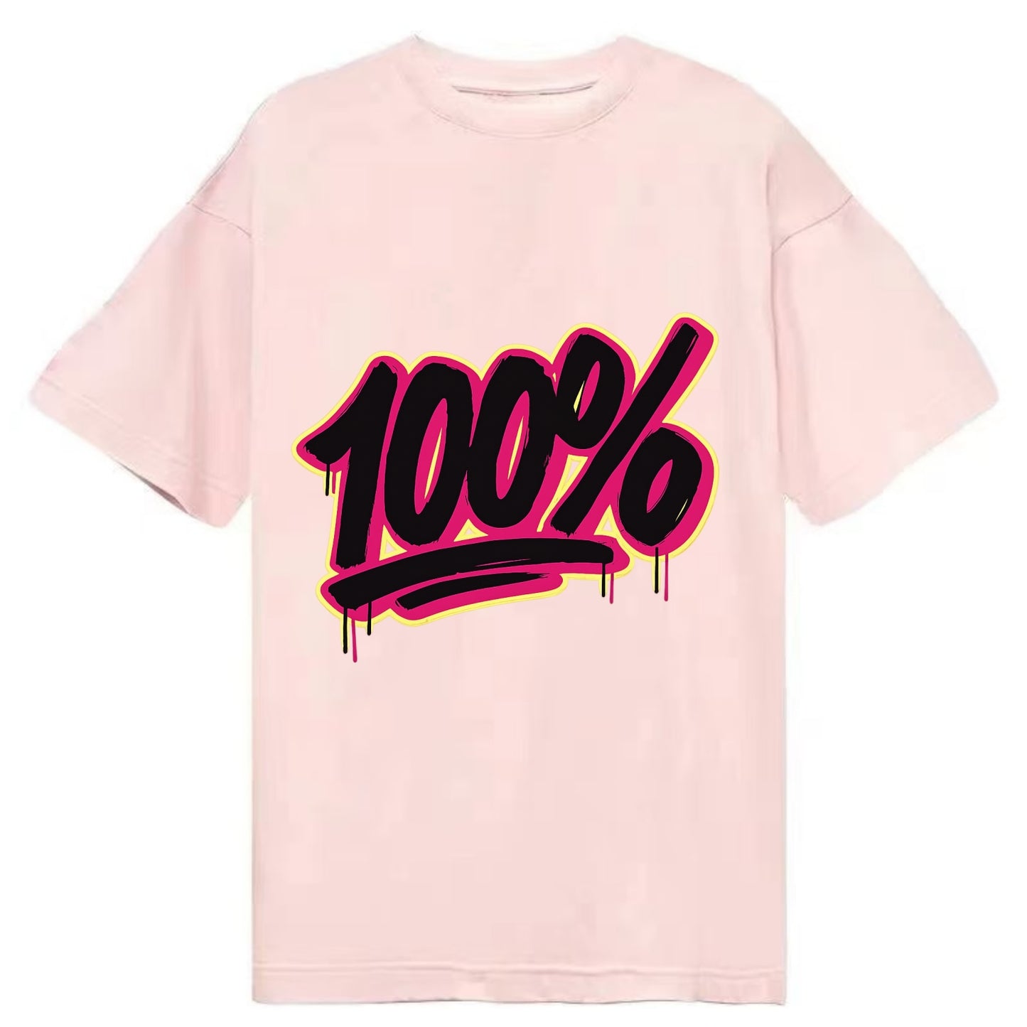 Bold typography design - "100%" - all in, fully committed - Classic T-shirt - Pink