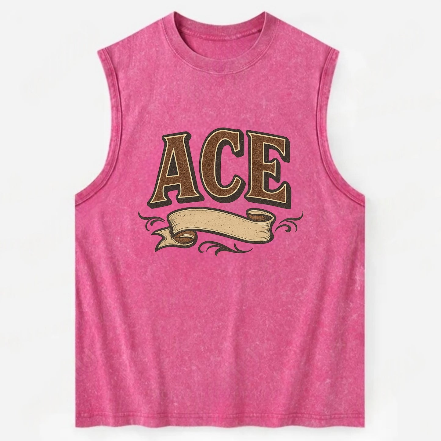 Bold typography design - "ACE" - expert, the best at something - Vintage Washed Tank - Pink