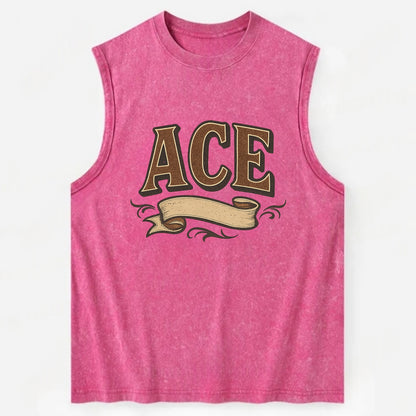 Bold typography design - "ACE" - expert, the best at something - Vintage Washed Tank - Pink