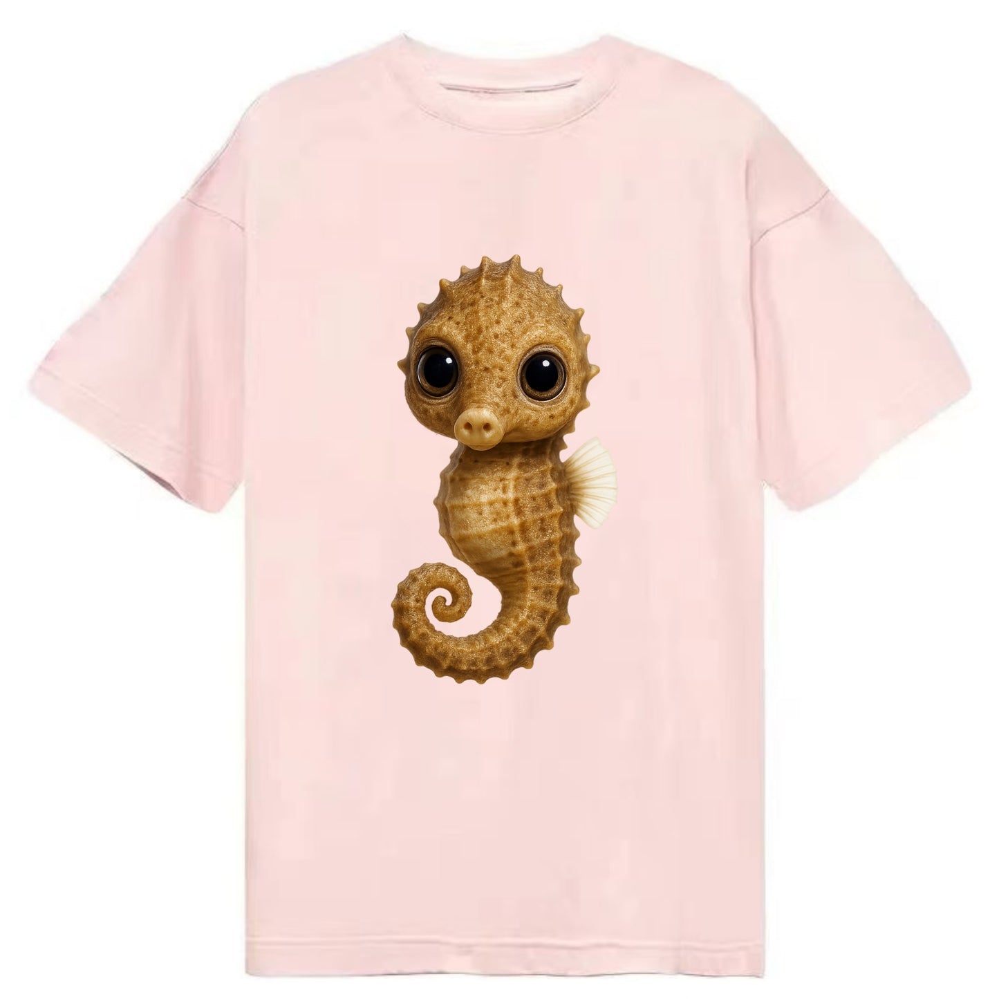 Baby Seahorse - curled tail, snout, large eyes, front-facing, delicate and cute - Classic T-shirt - Pink