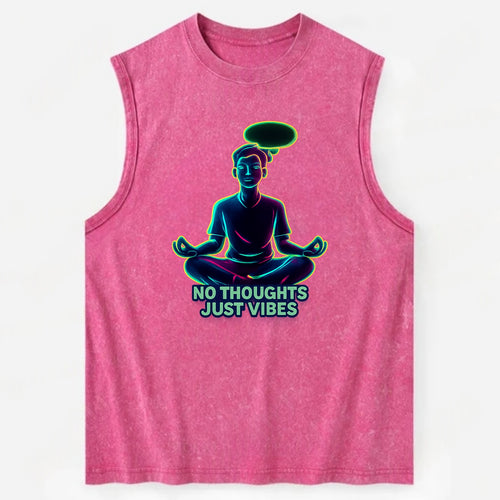 Peaceful floating figure with empty thought bubble - no thoughts just vibes - Vintage Washed Tank