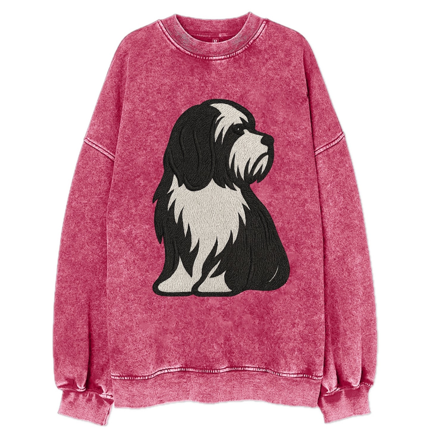 Tibetan Terrier - Black and white long c - Vintage Sweatshirt - Pink